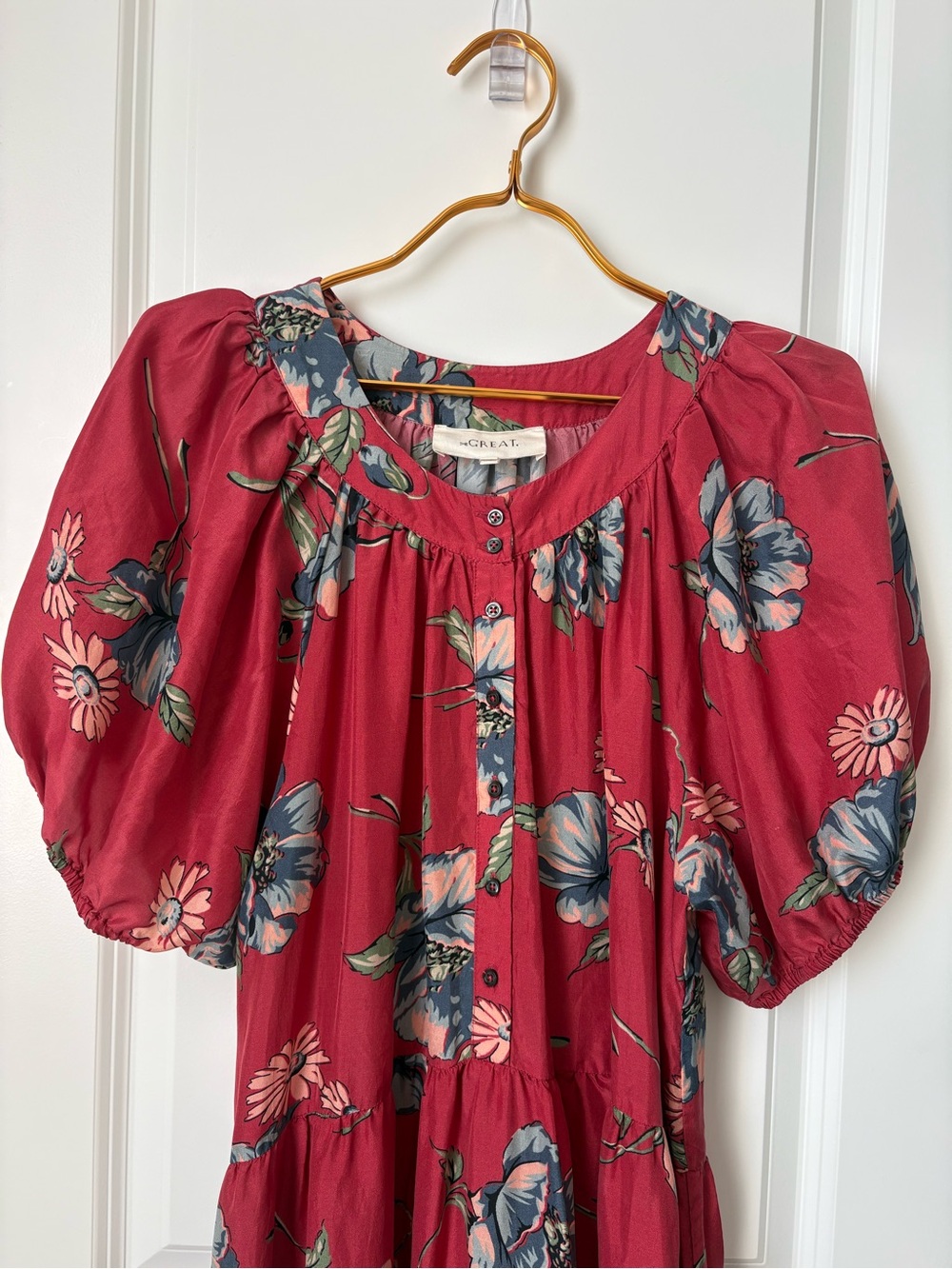 THE GREAT. The Afternoon Dress in Silk Garden Pasture Floral, Relaxed Maxi, Sz.2